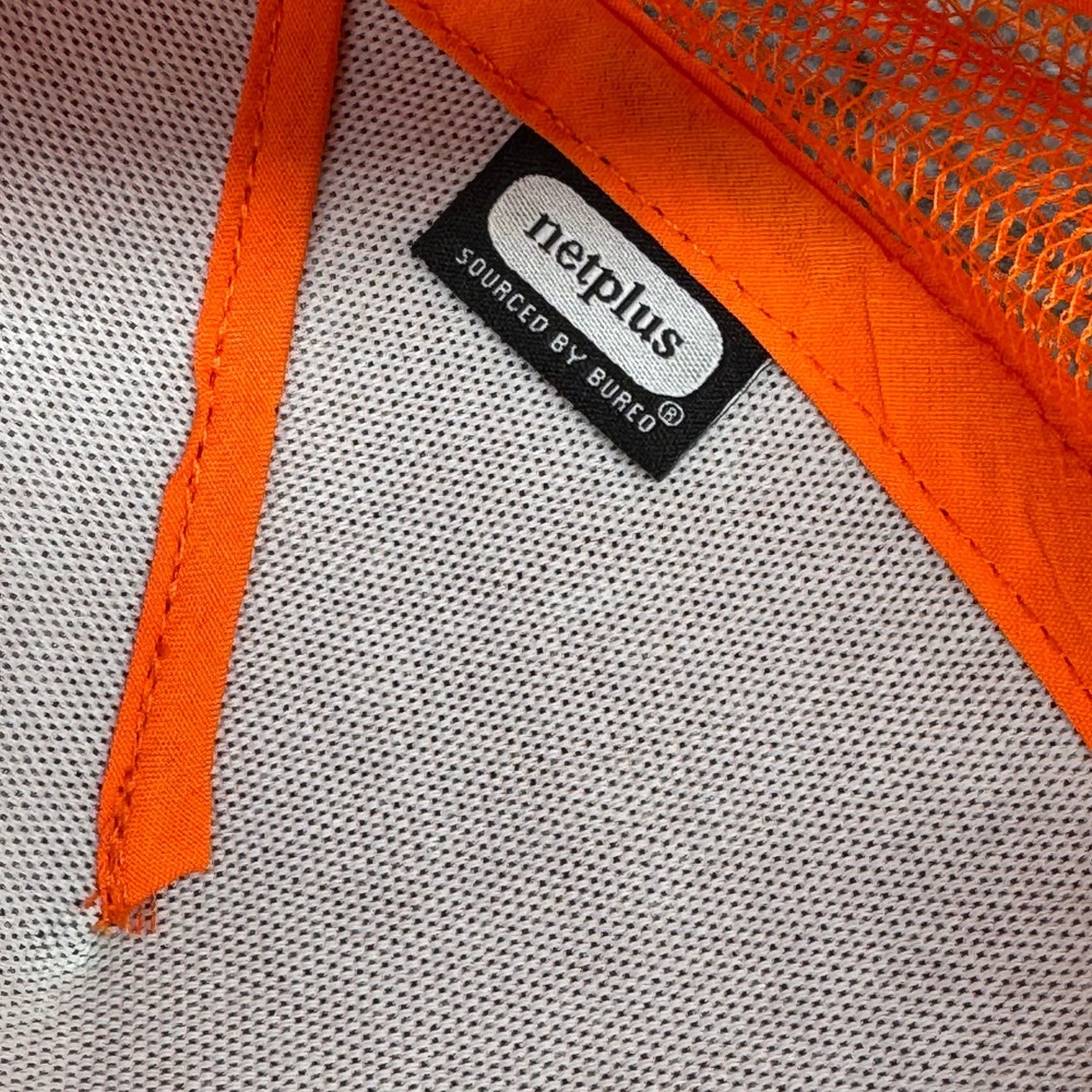 Brixton Mens Blaze Orange Trucker Hat Snapback Mesh Logo Patch Cap - Picture 7 of 8
